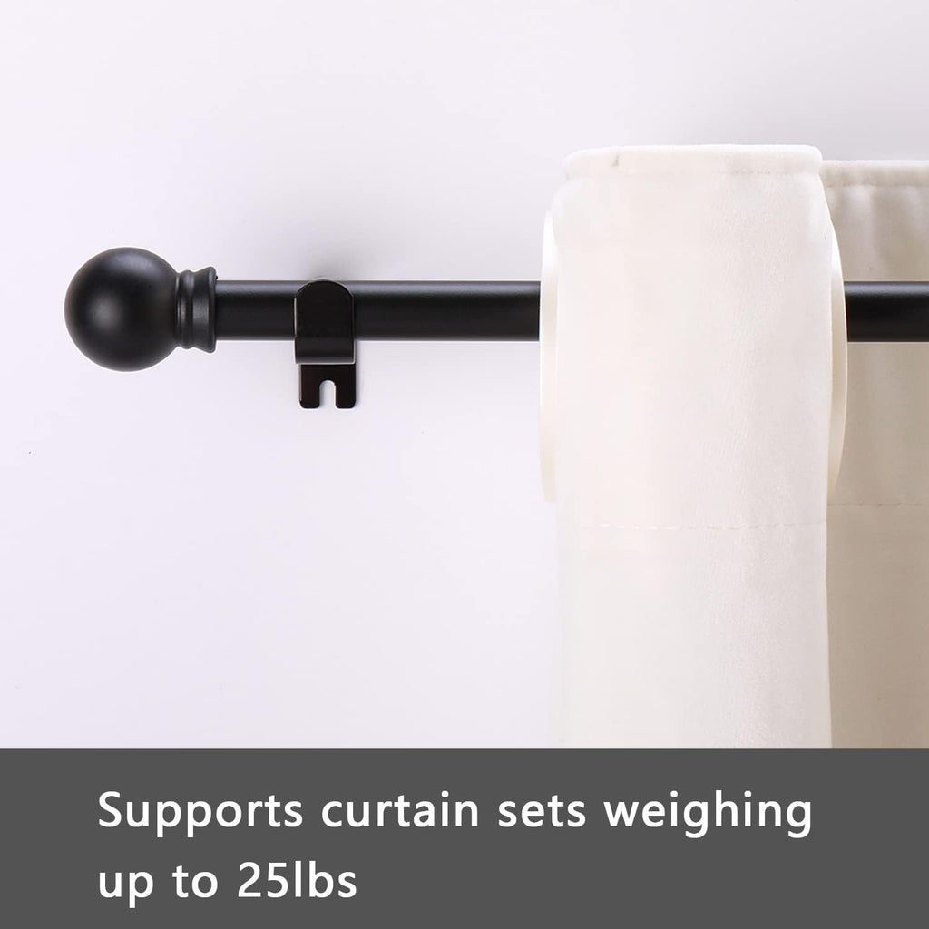 Curtain Rods for windows 28-78 inch, 5/8 inch Decorative Matte Black Splicing Heavy Duty Metal Curtain Rod set with