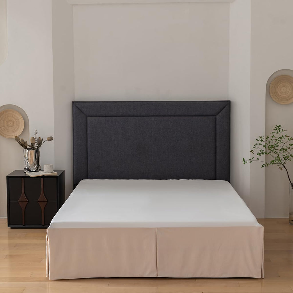 Pleated Bed Skirt King Size, Pleated Grid Plaid Tailored 14 Inch Drop