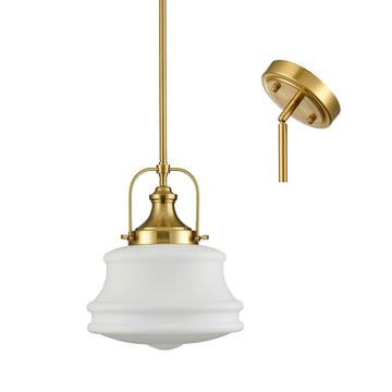 Nautical Gold Kitchen Pendant Light Milk White Glass 11" W