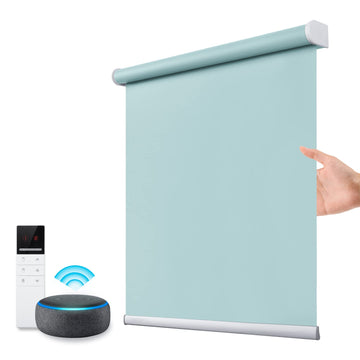 Motorized Blackout Window Blinds Customize Width (21-92 in) Remote Control Wireless and Rechargeable Roller Shades