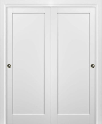 Sliding Closet Door Quadro 4111 Bypass Interior Doors, no Glass, MDF, 84x80, White, Modern Style Hardware