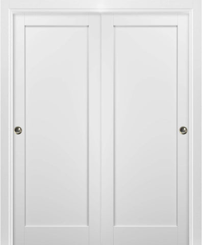 Sliding Closet Door SARTODOORS Quadro 4111 Bypass Interior Doors, no Glass, MDF, 72x80, White, Moder