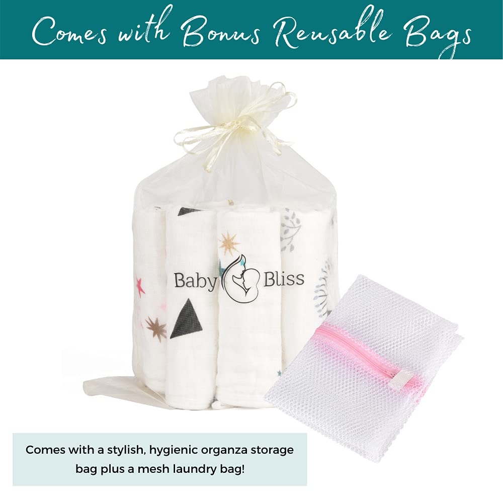 Organic Muslin Baby Washcloths - Pack of 10-100% Cotton Face Towels for Newborn and Adults - Large Size Reusable