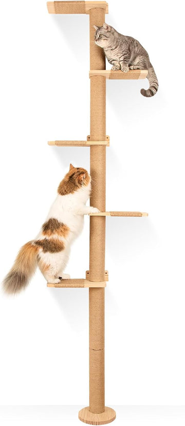 Wall Mounted 5-Tier Cat Scratching Post Tree for Small & Medium Cats