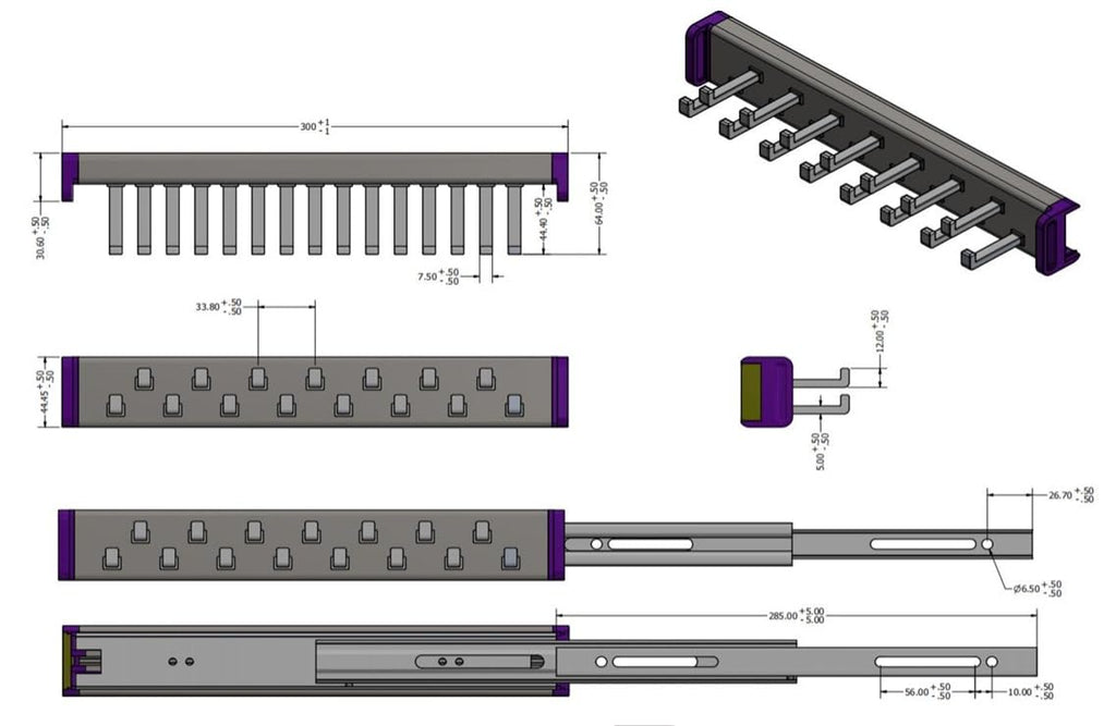 15-Hook Designer Wardrobe Reversible Closet Tie Rack with 11.22 Inch Retractable Pullout Extension (Matte Brass)