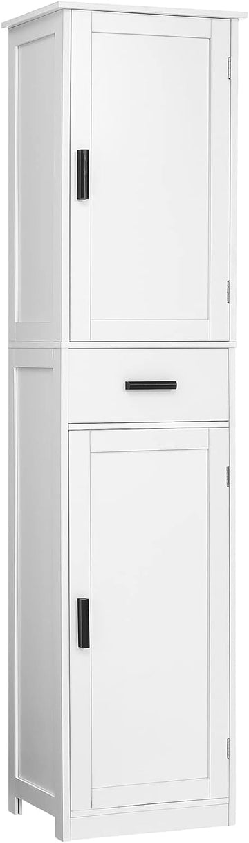 67'' Tall Bathroom Cabinet, Storage Cabinet with 4 Shelves & 2 Doors, Narrow Storage Cabinets , White
