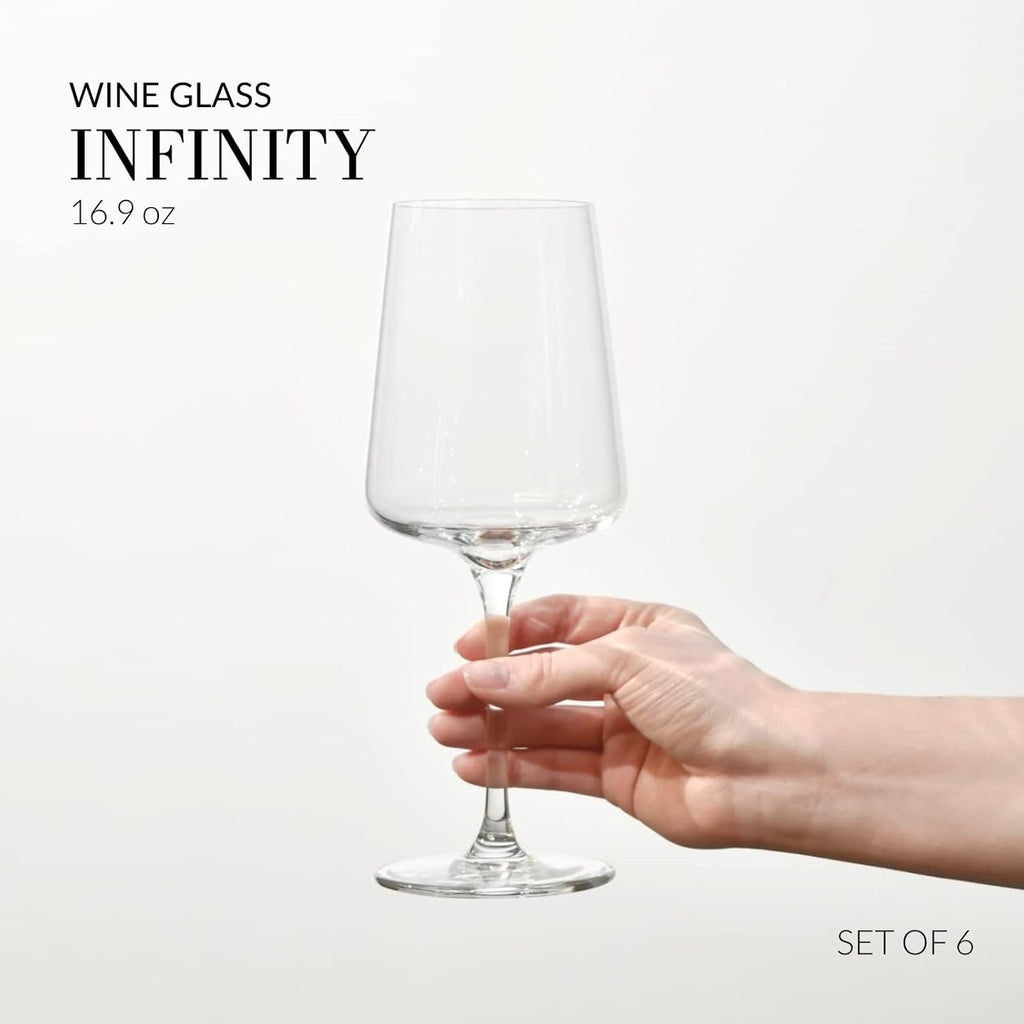 Red Wine Glasses | Elegant Design | Set of 6 | 16.9 oz | Infinity Collection | Ideal , Restaurants and Receptions |