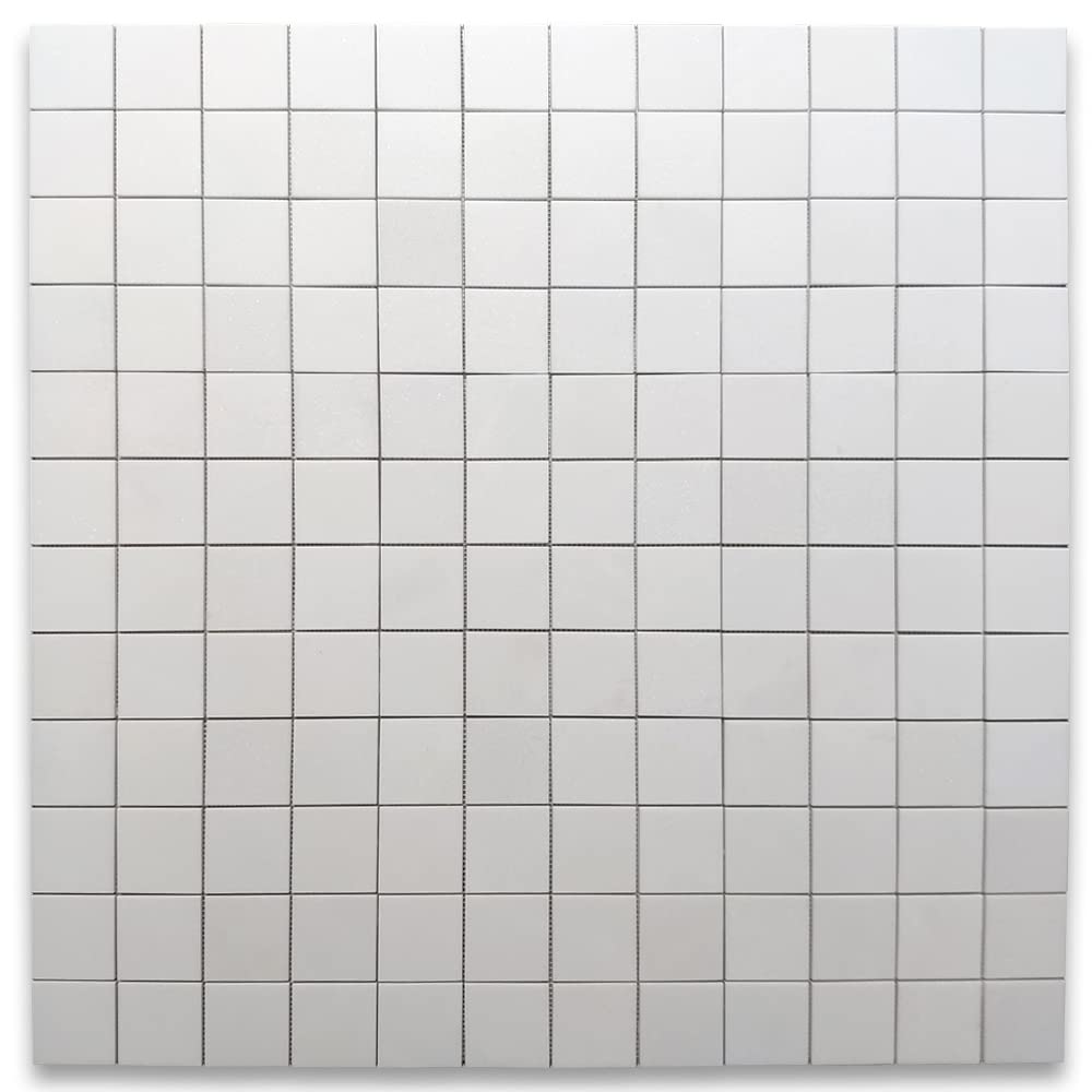 Thassos White Marble 3x3 Square Mosaic Tile Polished Kitchen Bath Wall Floor Backsplash Shower (1 Sheet)