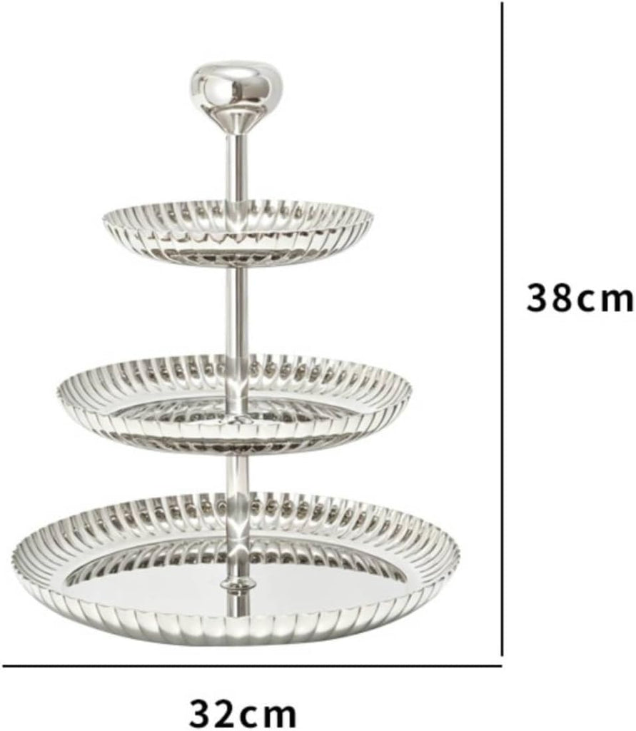 3 Tier Serving Tray Fluted Tiered Serving Stand with Handle Decorative Tiered Tray with Handle Entertaining