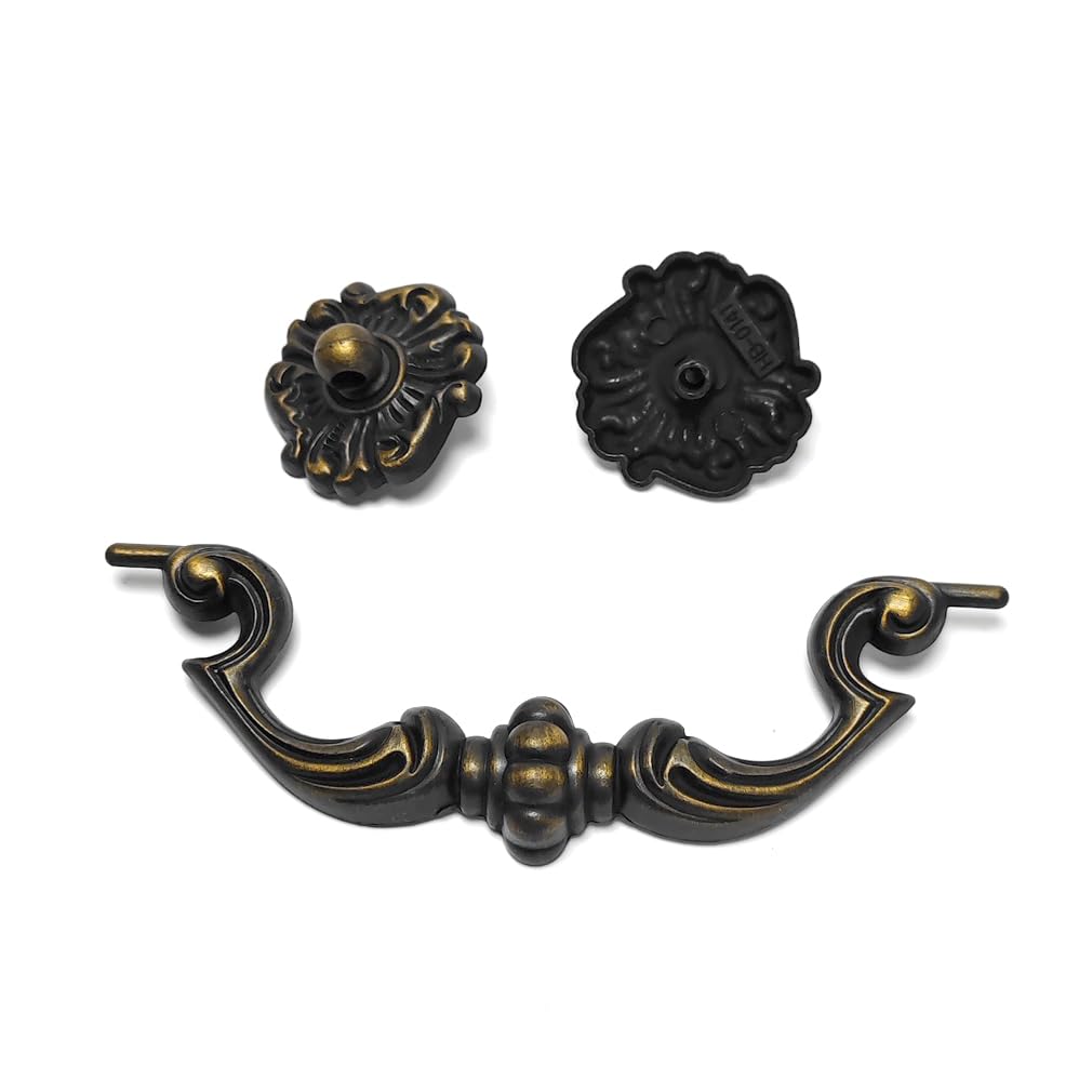 4-Pack 4.5" C-C Bail Drawer Pull Drop Dresser Pull Antique Brass Swing Drawer Handle Vintage Style 4 1/2" 115 mm
