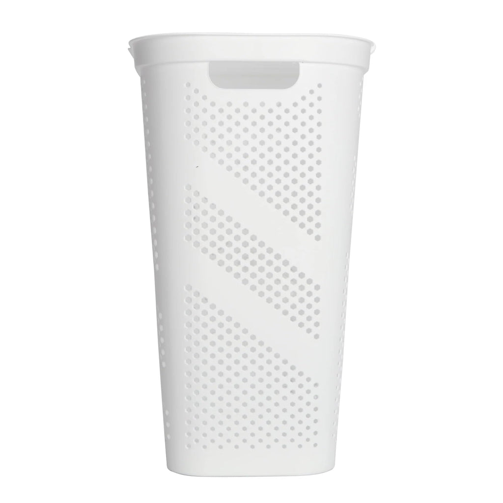 24" Plastic Hinged-Lid Rectangle Laundry Hamper, All Ages, White