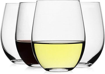 Stemless Wine Glasses(Set of 4)-20 oz,Crystal Wine Cups for Red or White Wine,Large Water Juice Glasses,No Stem Glass
