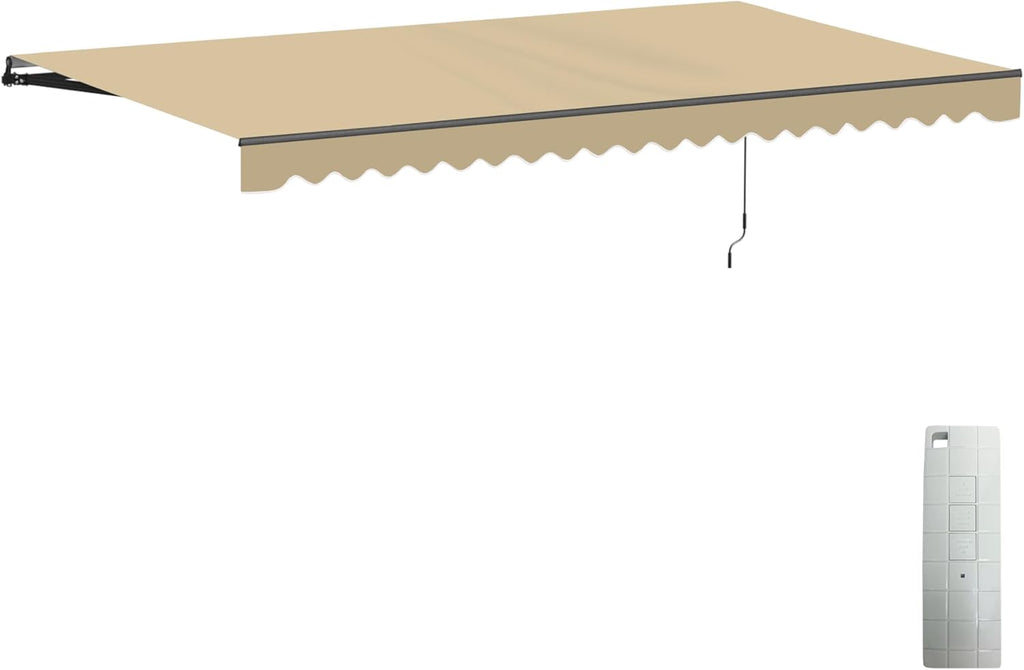 Electric Patio Awning Caribbean Black Frame 16x10 Desert Sand | Retractable sunshade for decks and balconies