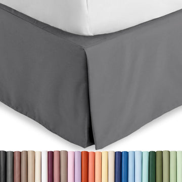 Bed Skirt 15-Inch Drop 1800 Ultra-Soft (, Grey)