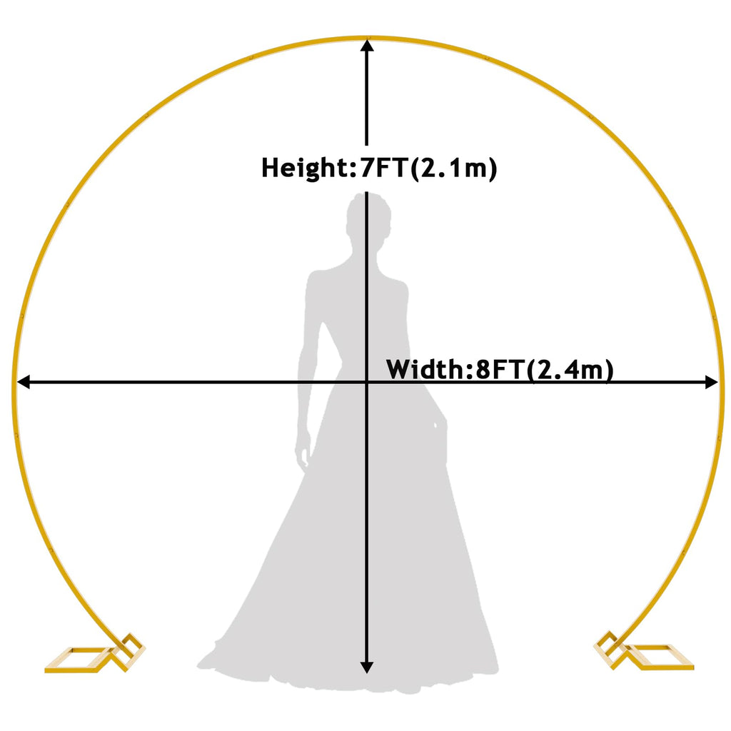 Round Backdrop Stand 8FT Gold Wedding Balloon Arch Stand for Party