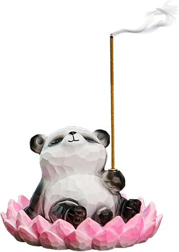 Lotus Panda Incense Holder Cute Animal Figurine Incense Burner Flower Stand Ash Catcher Creative Cartoon Resin Panda