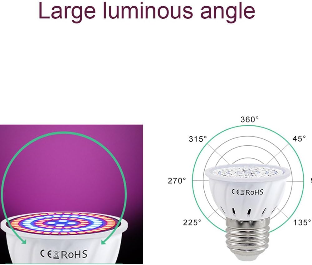 Grow Light Bulb, Full Spectrum 7W Grow Lamp (50 Watt Equiv),E26 Base Perfect for Seeding and Growing of Indoor
