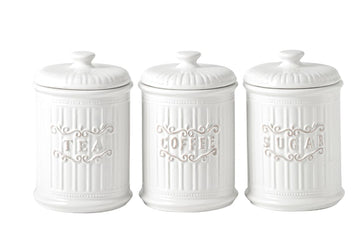 Doric Scroll Ceramic Canisters Sets For The Kitchen Canisters For Countertop Set of 3 Airtight Coffee Canisters For