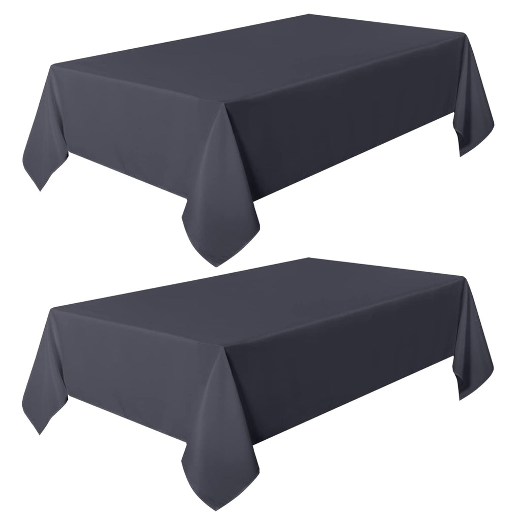 2 Pack Dark Grey Tablecloths 60x102 Inch for 6 Feet Rectangle Tables