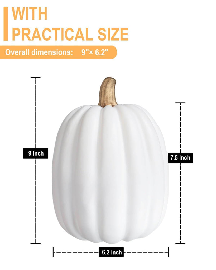 8 Inch White Artificial Pumpkins, 4 Pack Foam Pumpkins for Fall Decor