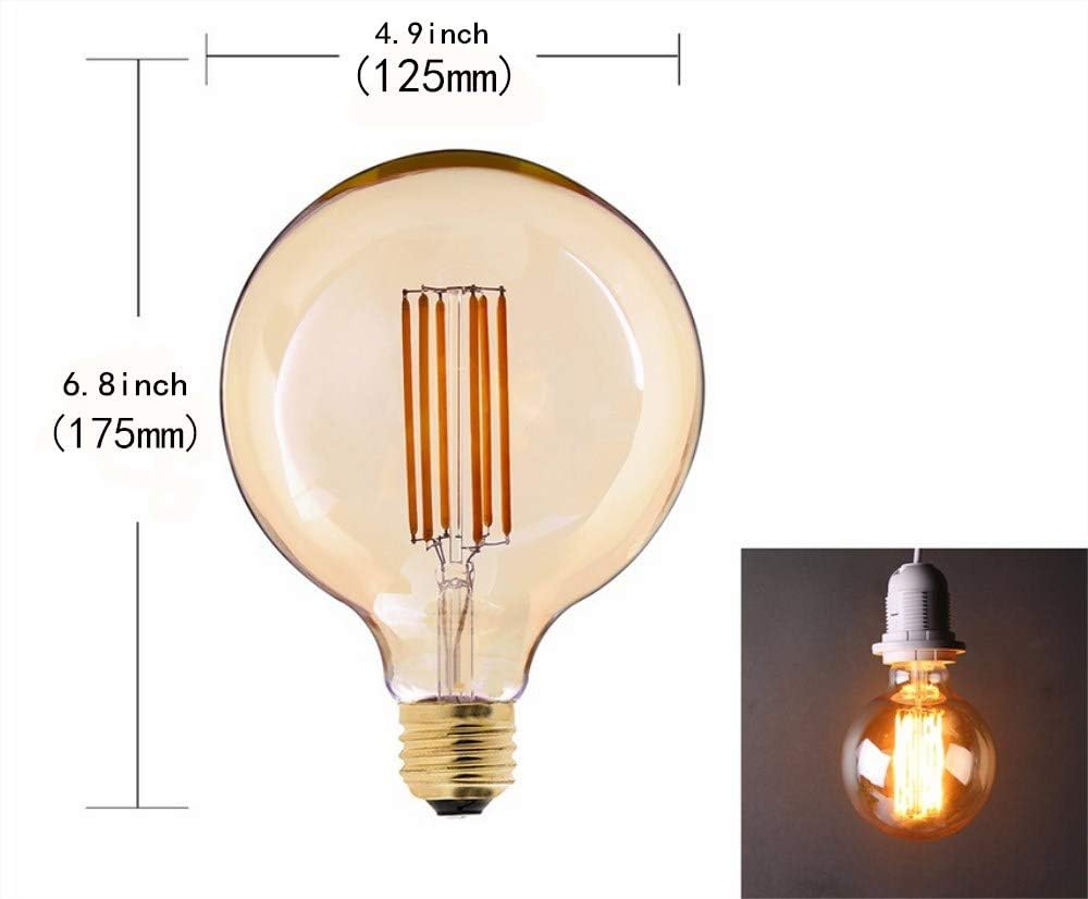 G95 Vintage LED Filament Bulb Dimmable 6W Vintage Edison Light Bulb Long Filament Vintage LED Light,G30/G95