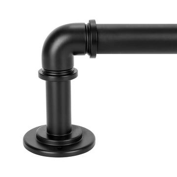 Curtain Rod 36-91 Inch, Industrial Wrap Around Window Rod, Black