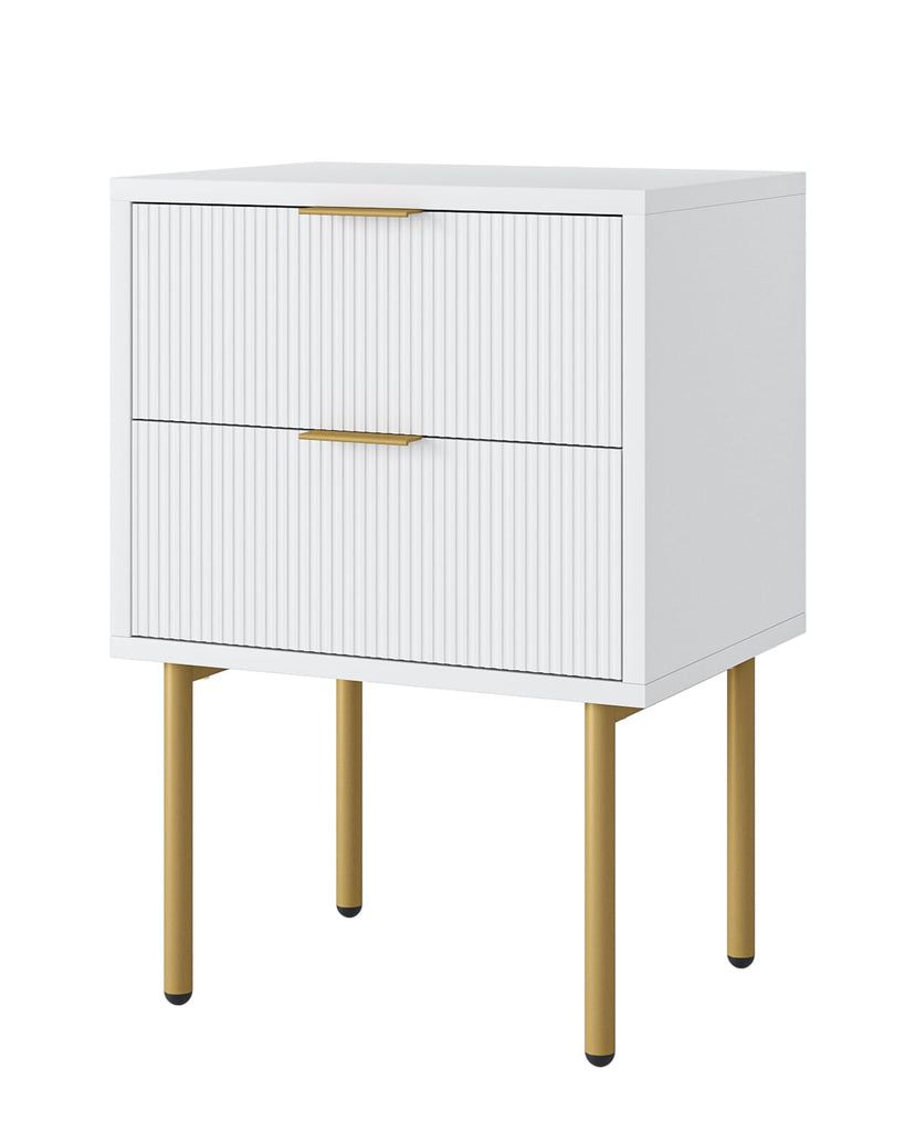 Nightstand, Morden Bedside Table with Gold Frame, Small White Night Stand, End Table, Bedside Furniture, Side Table with