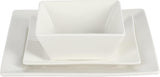 Zen Buffet Hard Square Porcelain Chip and Scratch Resistant Dinnerware Set, White, Service for 8 (24pcs)