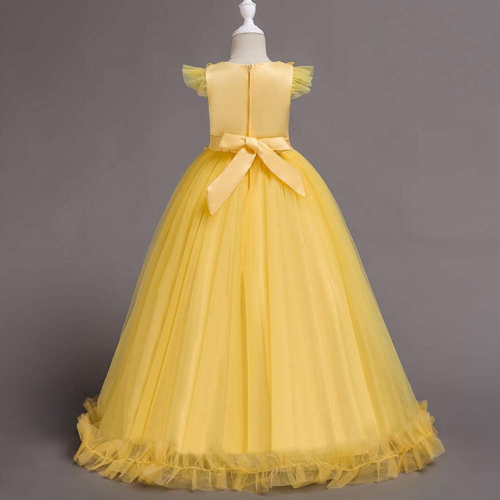 Flower Girls Maxi Dress Bridesmaid Wedding Pageant Party Princess Communion Floral Boho Vintage Lace Dance Gown