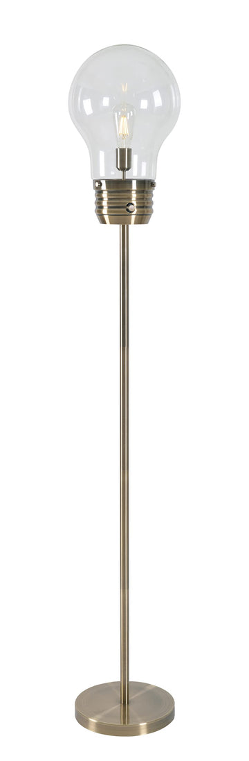 Edison Floor Lamp with Antique Brass Finish, Rustic Style, 71.5" Height, 11.438" Width, 11.438" Depth, Medium