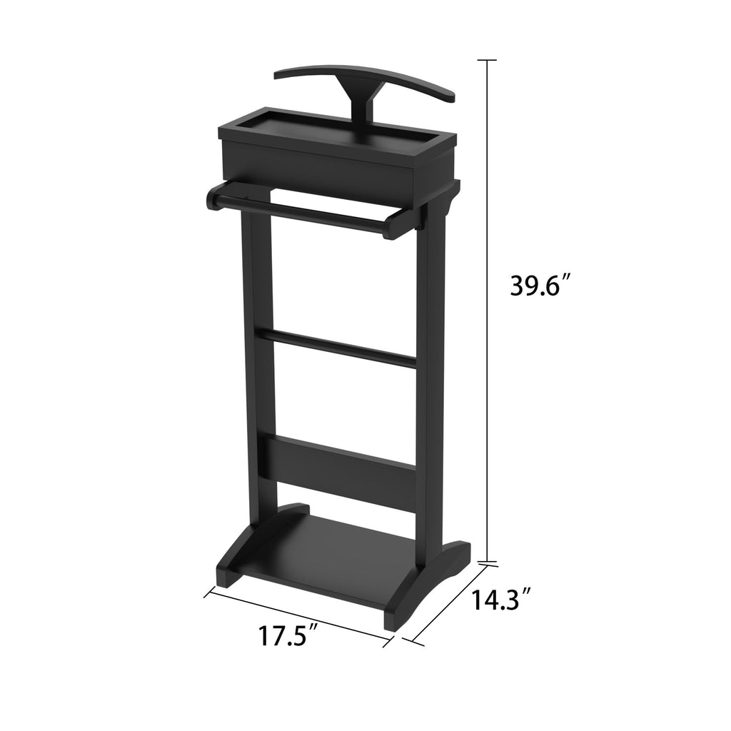 Men Wooden Suit Valet Stand, Black