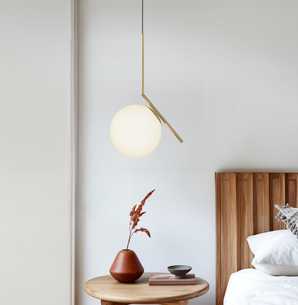 Jewels and Pearls Globe Pendant Light (1 Pack), 15" L-Shaped Aluminum Kitchen Island Lighting, 3000K Warm White Metal