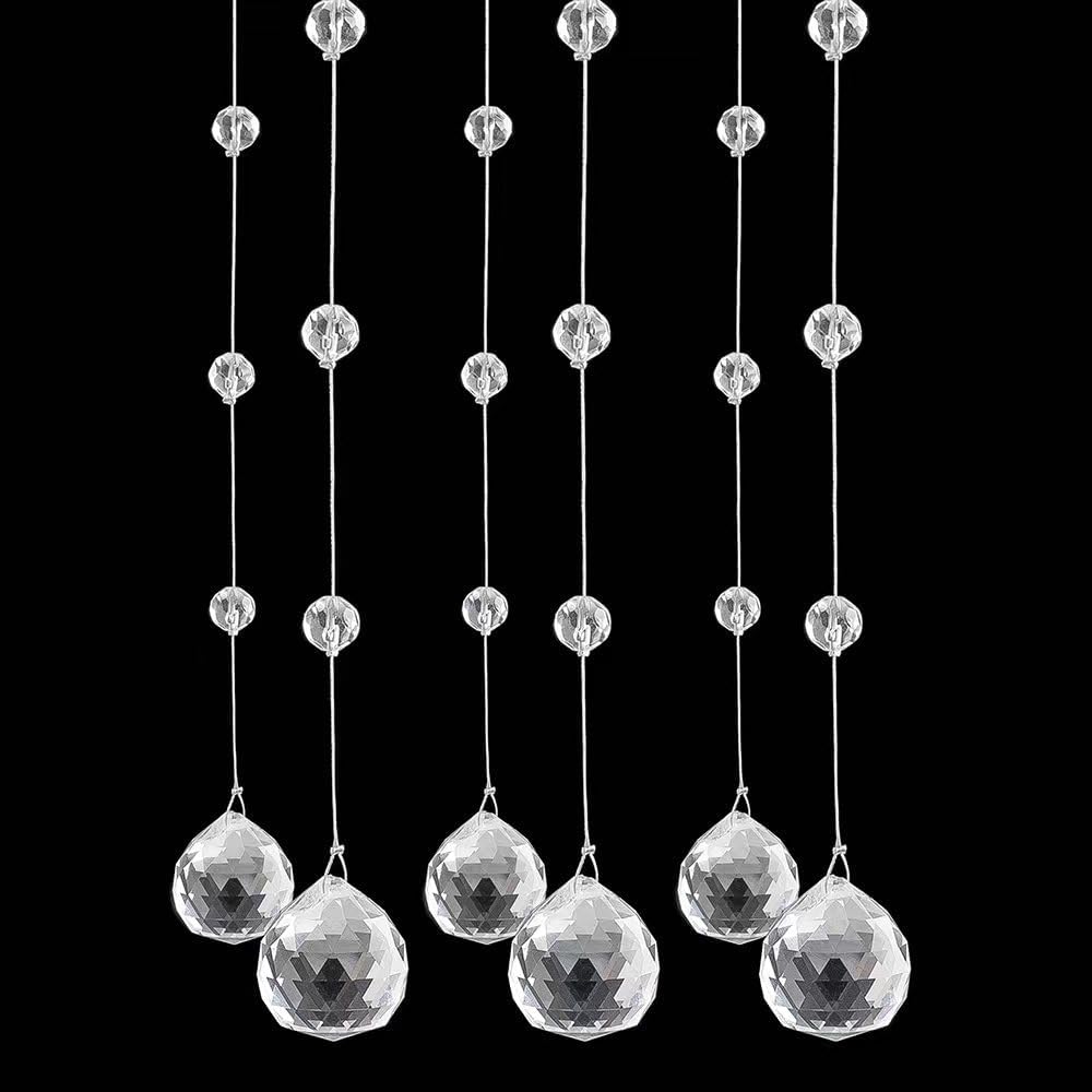 Crystal Beaded Strands Clear Glass Beads Curtain Hanging Wedding Props Decor Curtain Chandelier Door String Hanging