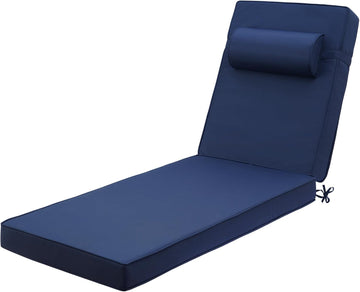 Outdoor Chaise Lounge Cushion, Blue, 72 x 21 x 3 in