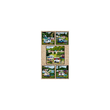 Vintage Trailers Blocks 24 In. Panel Earth, Fabric by the Yard