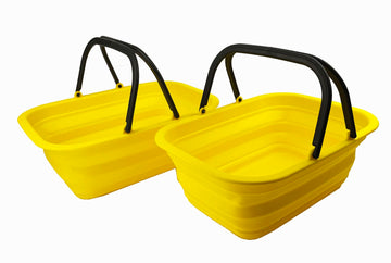 Collapsible Plastic Tub with Handle 9.2L (2.3 gallons) - Portable Outdoor Picnic Basket/Crate - Foldable Basin for