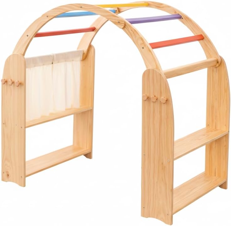Aurora Playstand 2026 Edition, Curtains, Clips, & Hooks included Waldorf Imaginative Playarch Kids Playhouse, Indoor