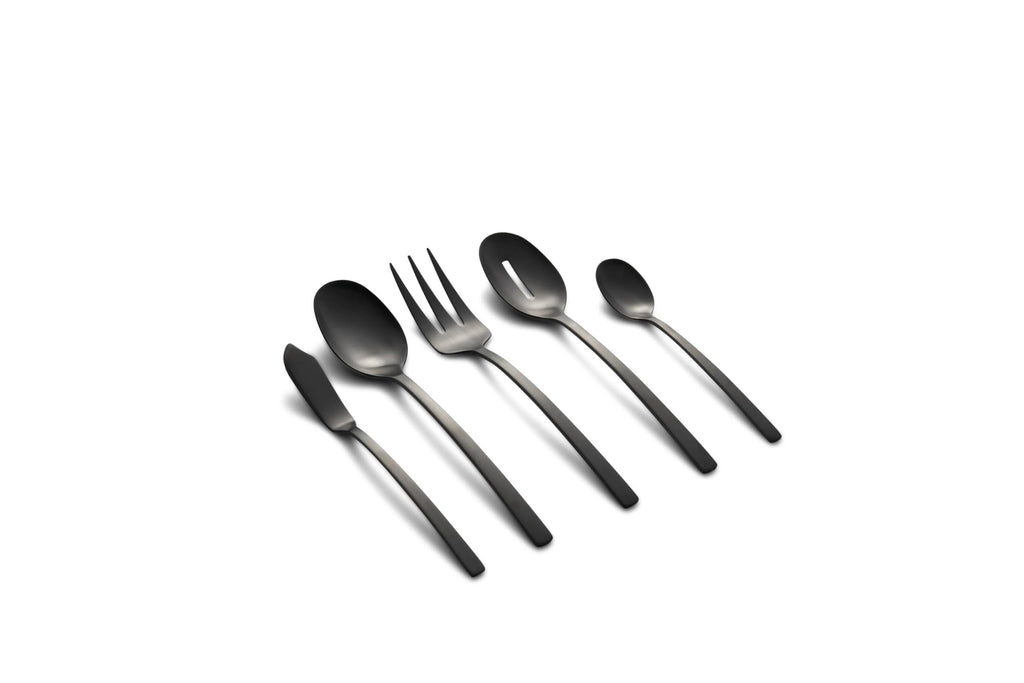 Beacon Black Satin 45-Piece Silverware Set for 8, Flatware