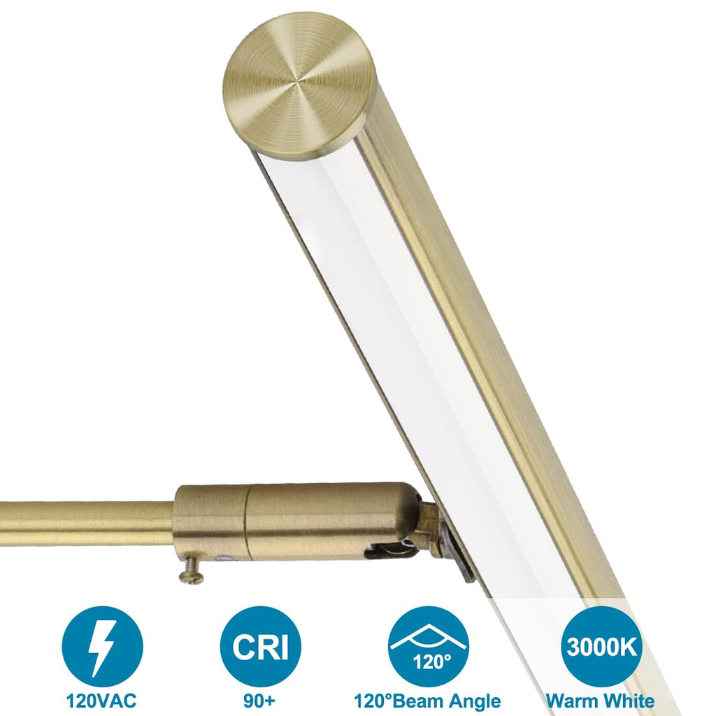 14 inch Plug in LED Picture Lights for Wall, Antique Brass