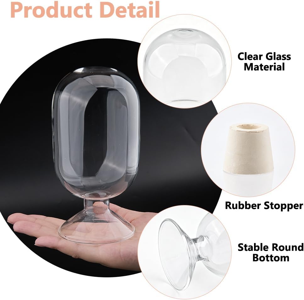 3 Sets Glass Matches Cloche 3.19x6.1 Inch Clear Decorative Match Holder Jar with Cork Stopper Upside Down Matches