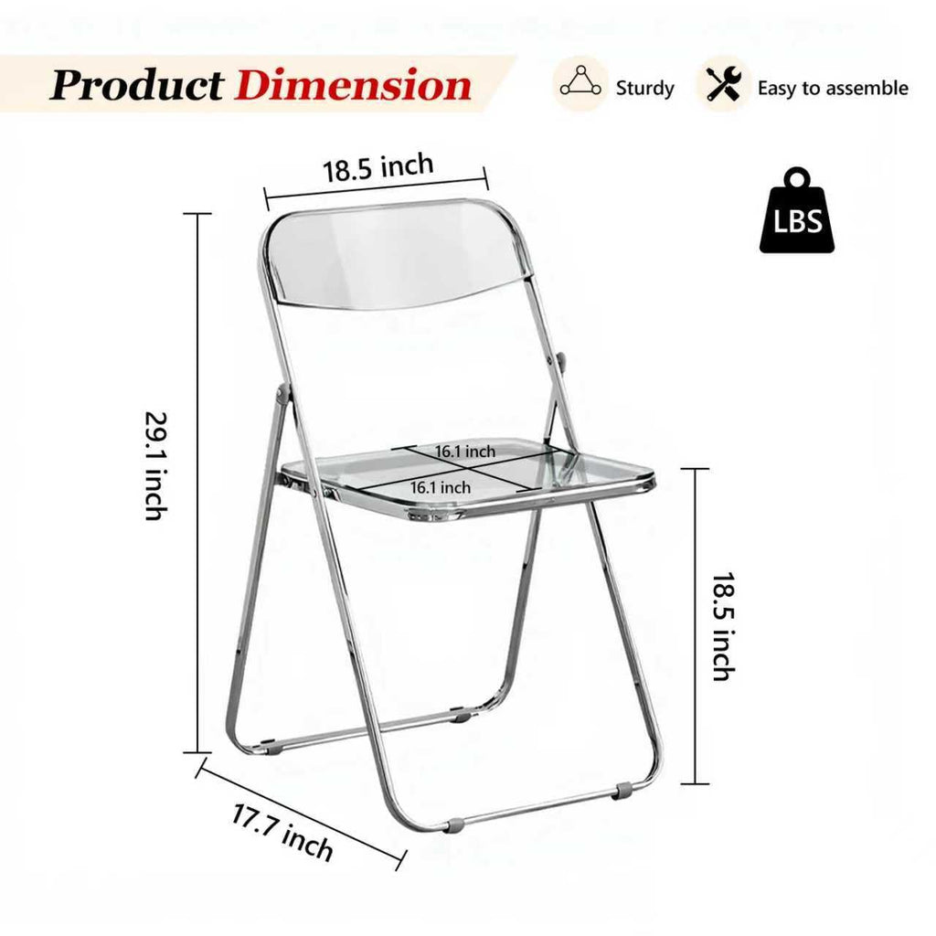 4 Pack Acrylic Folding Chair, Clear