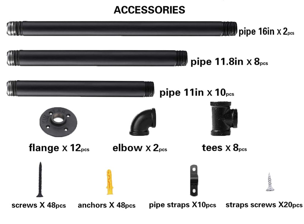 Industrial Wall Mount Iron Pipe Shelf Shelves Shelving Bracket Black Vintage Retro Ceiling Hung Shelf DIY Open
