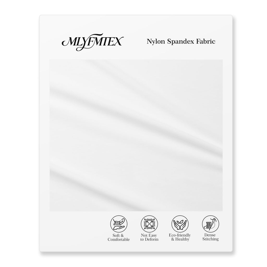 Nylon Spandex Fabric, 4 Way Stretch, 1 Yard, 65 Inch Wide, White