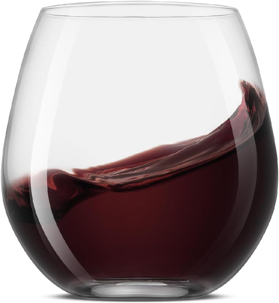 Spirits Stemless Wine Glasses for Red or White Wine (Set of 4)-15-Ounces