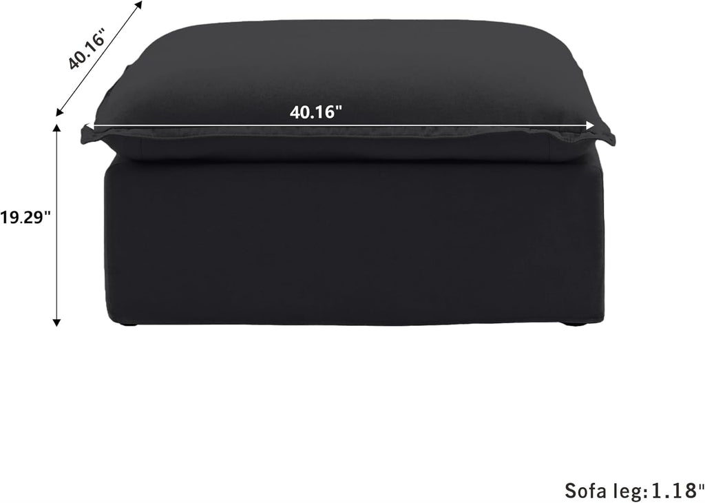 Ottoman Module for Living Room, Storage Ottoman, Cushion Covers Removable, Minimalist Comfy Breathable Footstool Paired with Sofa Couch for Living Room Apartment, Black A124-B0CZ8STFKN