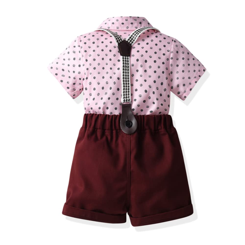 Summer Brother and Sister Matching Outfits Toddler Boys Gentleman Suits Infant Girls Dresses(Pink-boy, 100/ )
