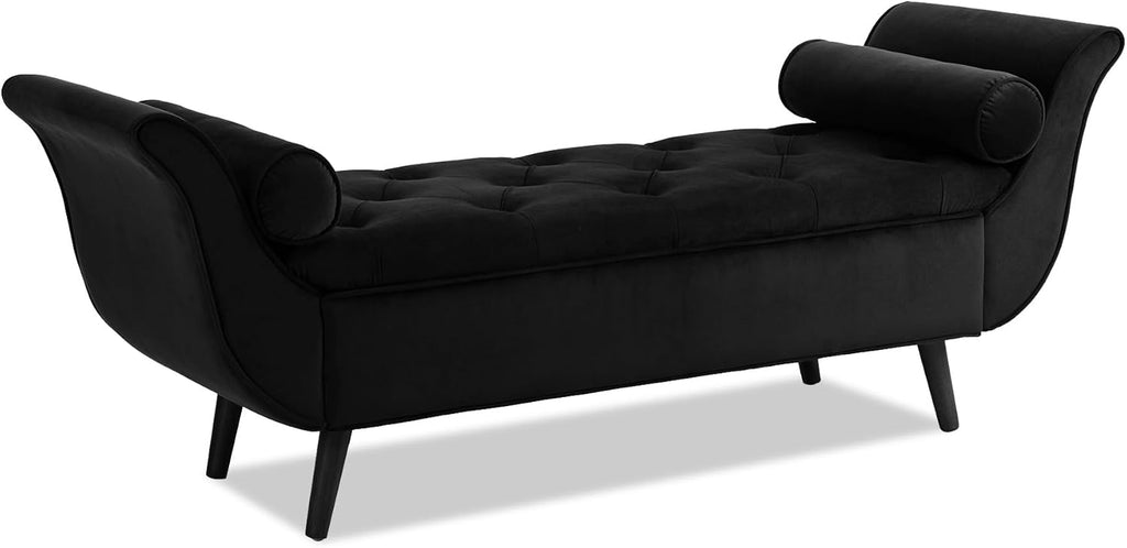 65" Velvet End of Bed Bench, Tufted Storage Ottoman with Pillows | Velvet upholstery, Button-tufted design, Hidden
