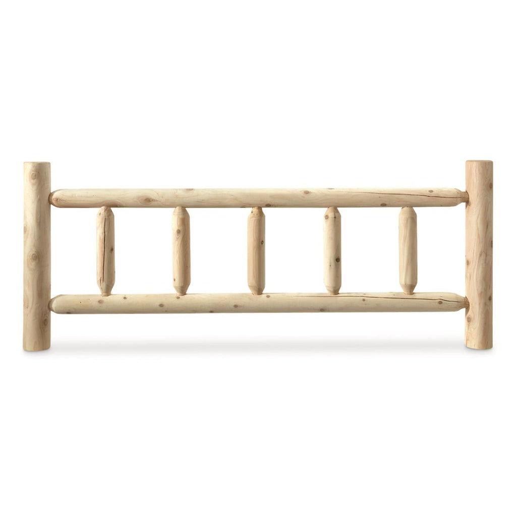 North American Cedar Log King Bed with Headboard and Footboard; Rustic Natural Unfinished Wooden Bed Frames