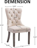 KCC Velvet Dining Chairs Set of 2, Upholstered High-end Tufted Dining Room Chair with Nailhead Back Ring Pull Trim