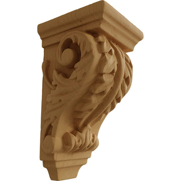 2 1/4"W x 2 1/4"D x 4 1/4"H Extra Small Acanthus Wood Corbel, Alder